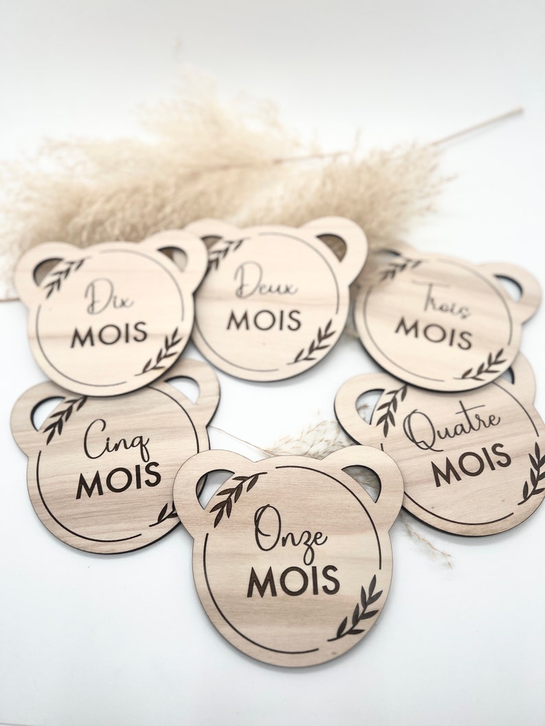 Carte bienvenue bébé avec ou sans Lot de Cartes Étapes en Bois pour Bébé - Personnalisables pour Immortaliser les Premiers mois de Bebe image 5