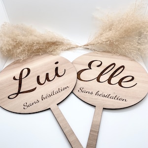 Gioco di nozze per lui e lei, Lei o lui, Attività matrimoniale, Insegna personalizzata, grande dimensione rotonda, Accessorio