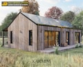 20x44 Modern Barndominium Cabin House Plan Tiny Farmhouse  Cabin Floor Plans 2 Bedroom 880 sq ft  Custom Architectural Spruce Plans Cottage