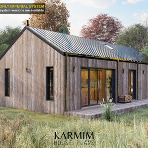 20 x 44 moderne barndominium-hutplattegrond kleine boerderij hut plattegronden 2 slaapkamers 880 vierkante voet aangepaste architecturale sparren plannen cottage
