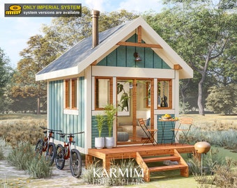 Tiny House Cabin Plans 10' x 12'  Architectural PDF Blueprint  1 Bedroom 120 SF Cabin Plans Cottage Floor Plans Small Tiny