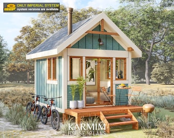 Tiny House Cabin Plans 10' x 12'  Architectural PDF Blueprint  1 Bedroom 120 SF Cabin Plans Cottage Floor Plans Small Tiny