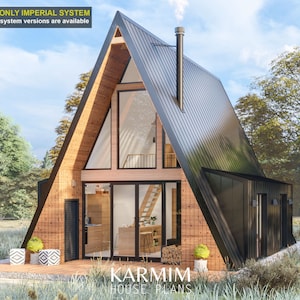 Cabine met a-frame 20 x 28 inch DIY-plannen groot modern huis architectonisch op maat 800SF blauwdruk pdf