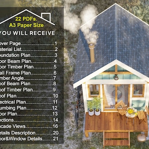 10'x12' Tiny Classical Cabin House Plan : 1bed 1bath 120SF. (PDF ...