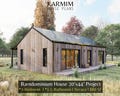 20'x44' Barn Village Houses Plan : 2Bed 1.5Bath I Barn House Blueprint Project 880SF (PDF Download) I Cottage A-Frame Achitectural Custom