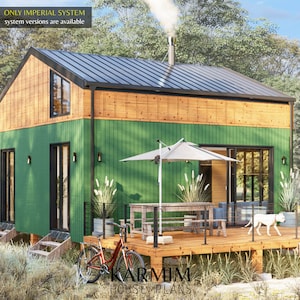 Huisje 20 x 24 Direct downloaden 600 SF Cottage Lean Plans moderne kleine plattegronden PDF-blauwdruk hut met 3 slaapkamers