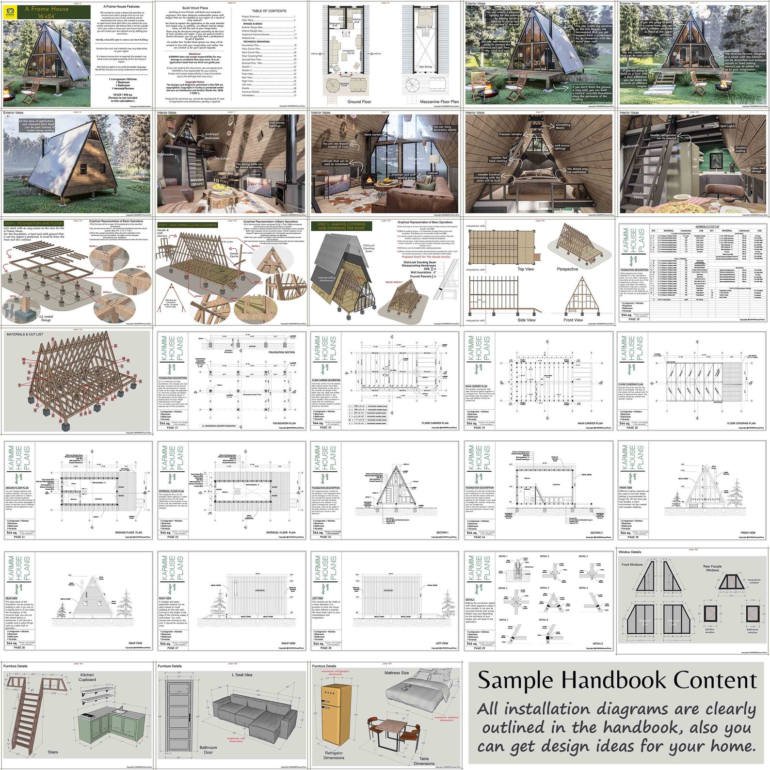 Tiny Aframe Cabin DIY Plans 16x24 Modern Cabin House Etsy Canada