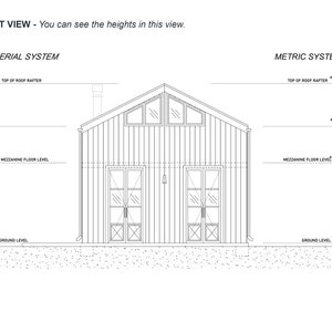 Barndominium House Plan Tiny House Floor Plans, 2 Bedroom 800 sq ft, w/ Loft Bedroom, Garage, Architectural Plans image 4