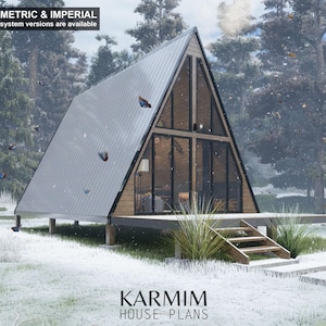 16'x24' Tiny A-Frame Loft Cabin DIY Plans: 1 Bed 1 Bath Modern Architectural Built Blueprint (PDF Download) I Custom Design I Lean Cottage image 4