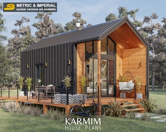 12x20 Modern Cabin House Plans: Small House Blueprints (PDF Download)