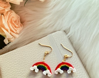 Kolczyki tęczowe, kolczyki miniaturowe/mikro szydełkowe