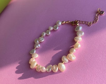 Fresh water pearl bracelet Real pearl bracelet Baroque Pearl bracelet Gemstone wrap bracelet Mother of pearl bracelet Memorial bracelet