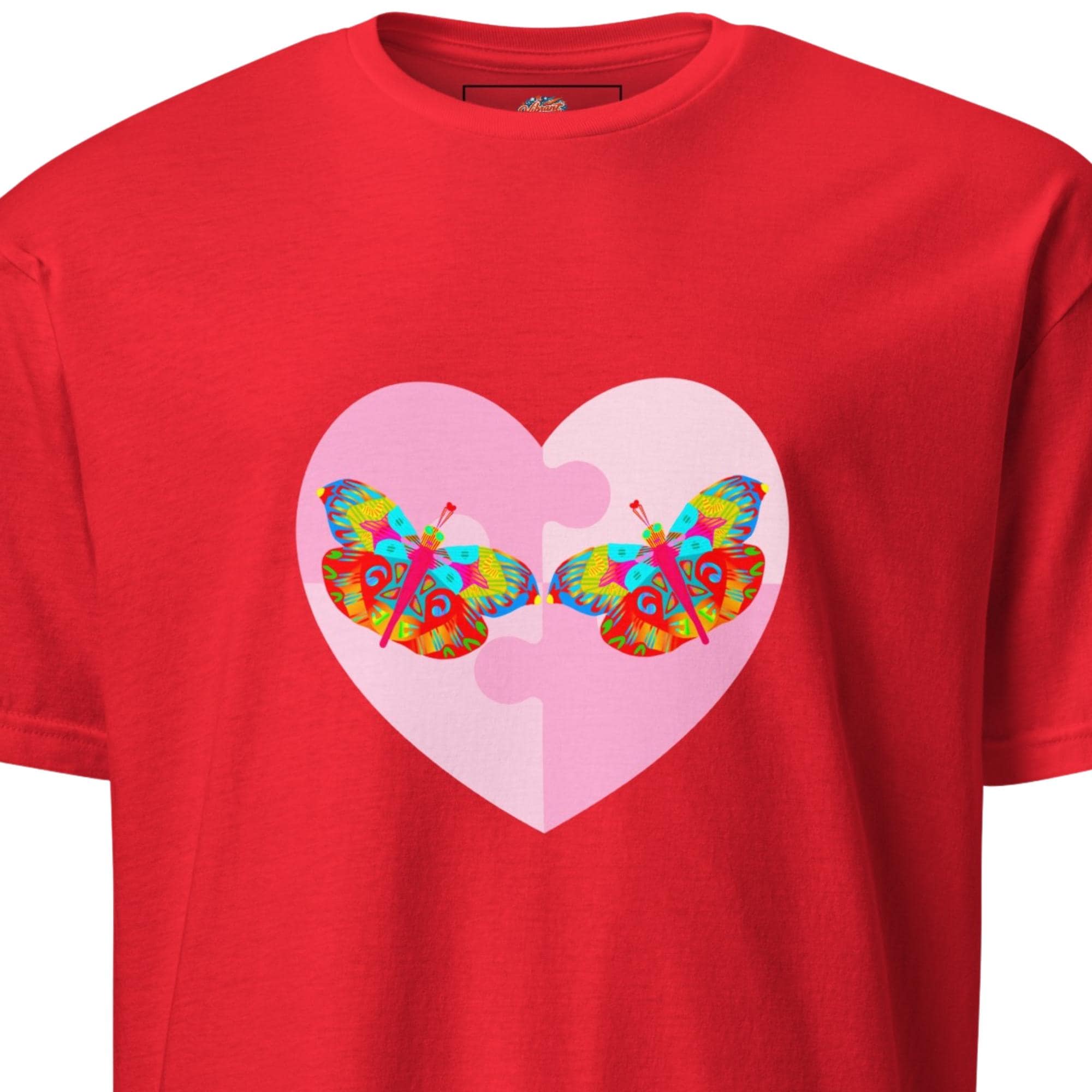 Butterfly Heart Graphic Tee, Colorful Love Shirt