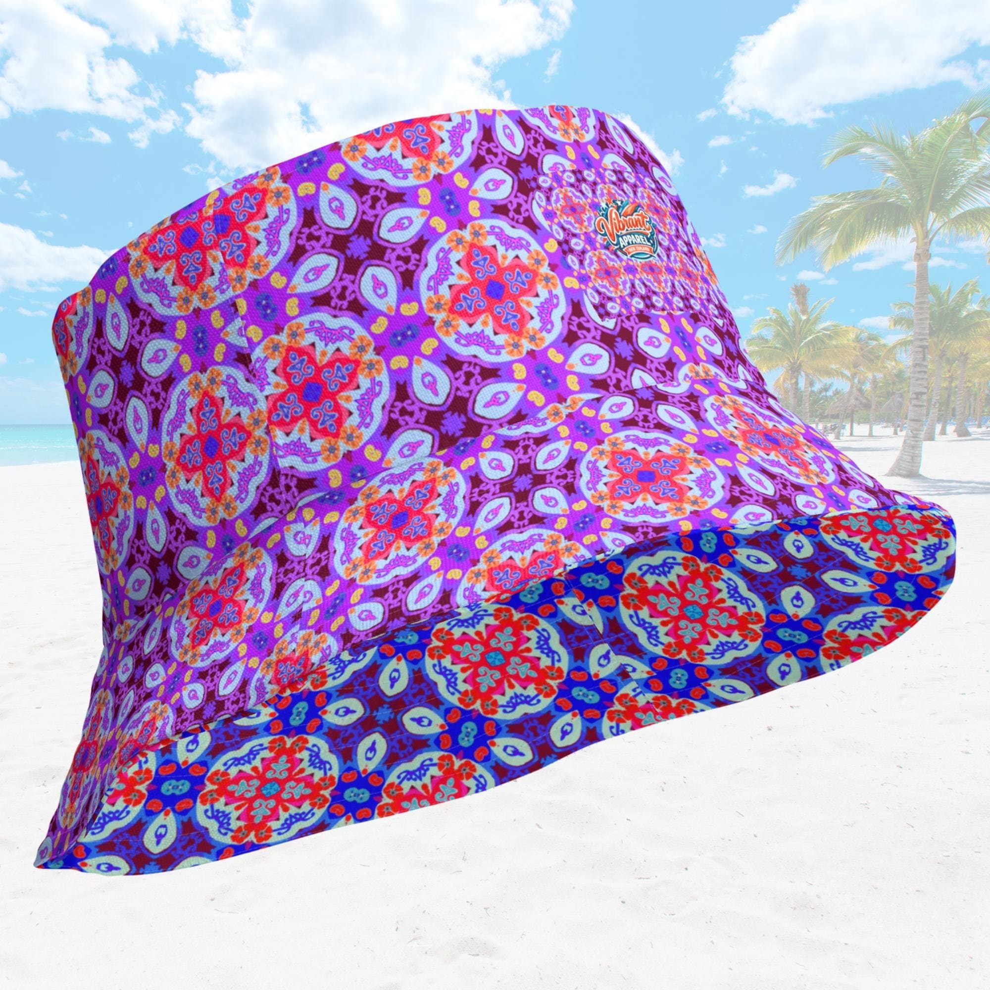Reversible Mandala Bucket Hat, Floral Sun Hat, Boho Streetwear, Moisture Wicking Linen Feel