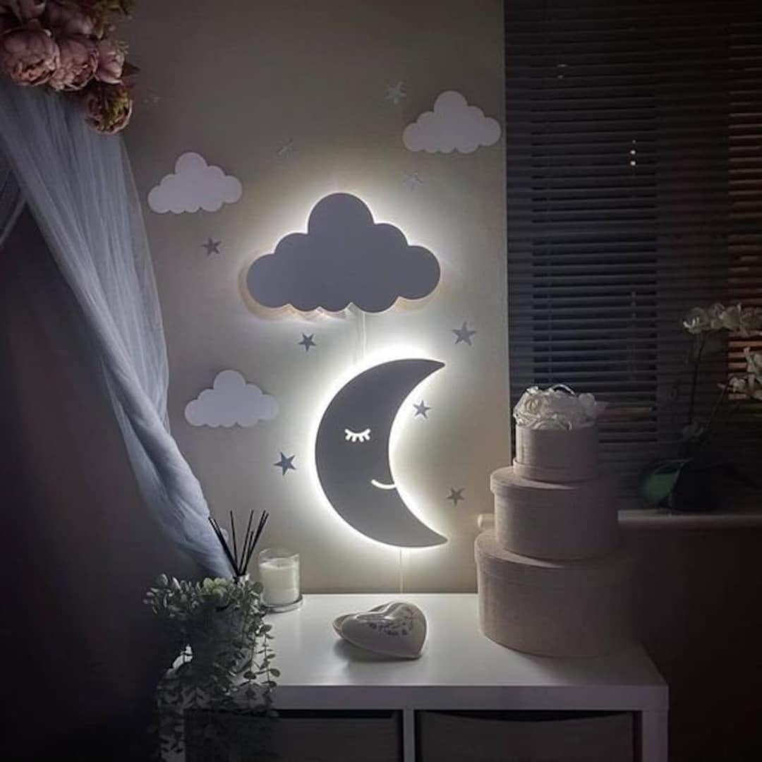 Nursery Wall Lights Cloud and Moon Night Light Customized