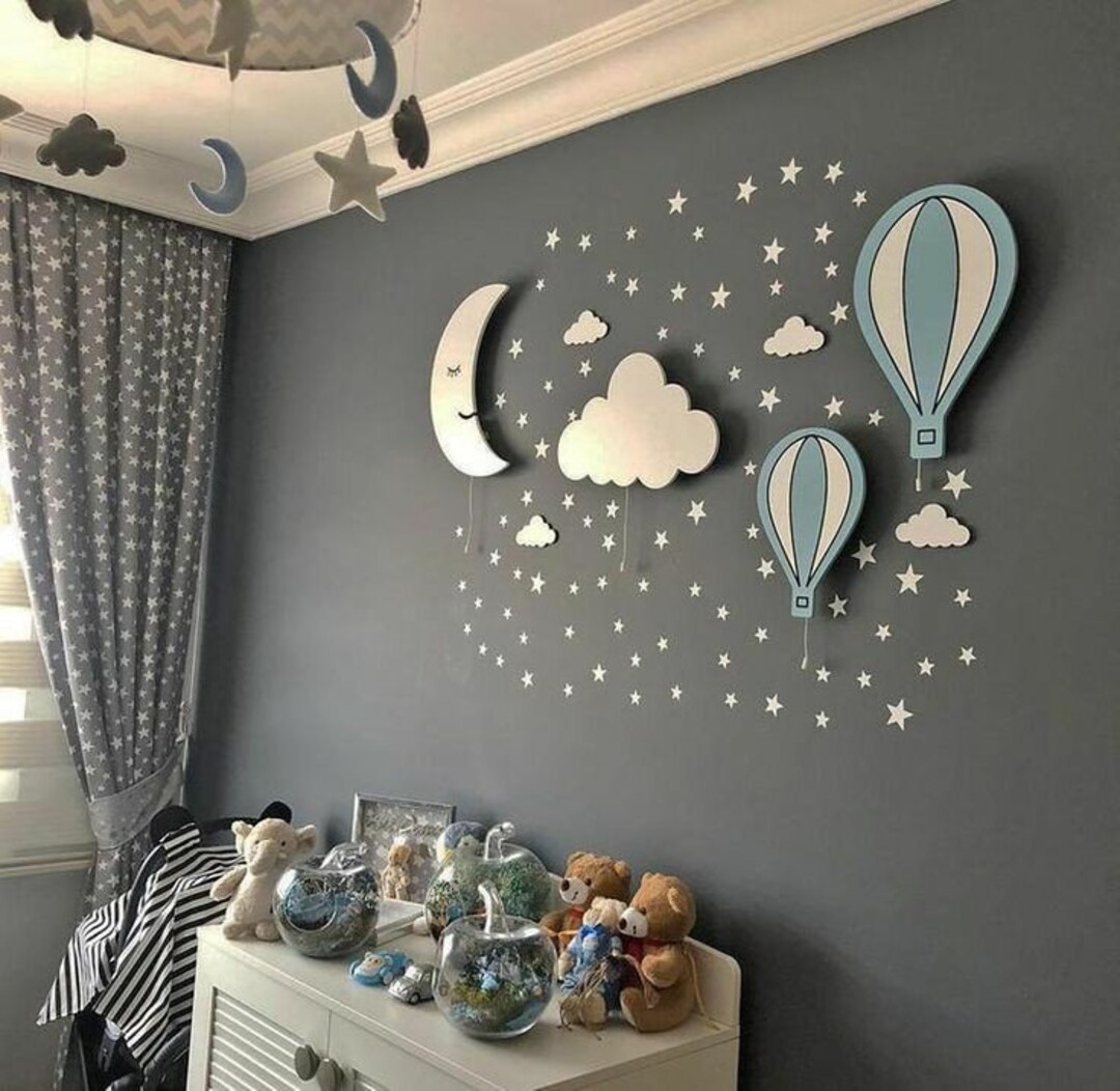 Set of 4 Nursery Lighting, Baby Room Lamp, Ballon Lamp, Cloud Lamp