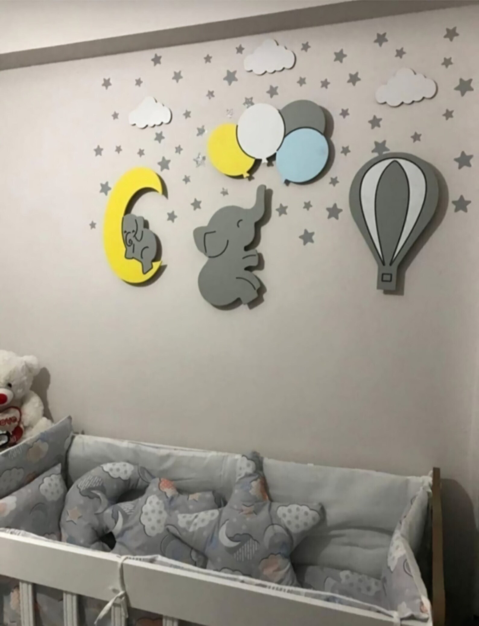 Set of 4 Nursery Lighting, Baby Room Lamp, Ballon Lamp, Elephant Lamp