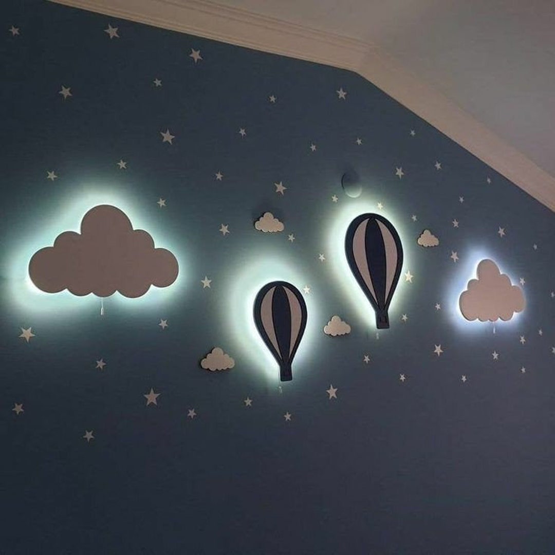 Set of 4 Nursery Lighting, Baby Room Lamp, Ballon Lamp, Cloud Lamp