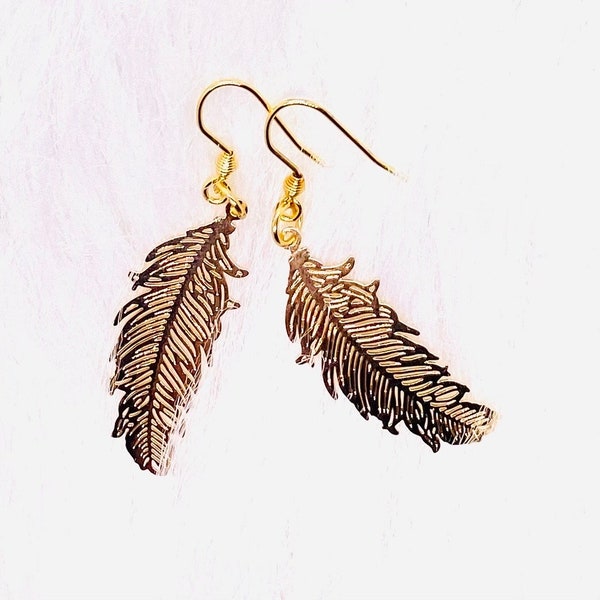 Boucles d’oreilles Plumes dorées