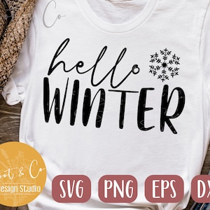 Winter SVG-Design - Hallo Winter SVG-Datei für Cricut - Schneeflocke SVG - Schnittdatei, Schablonen, Transfers