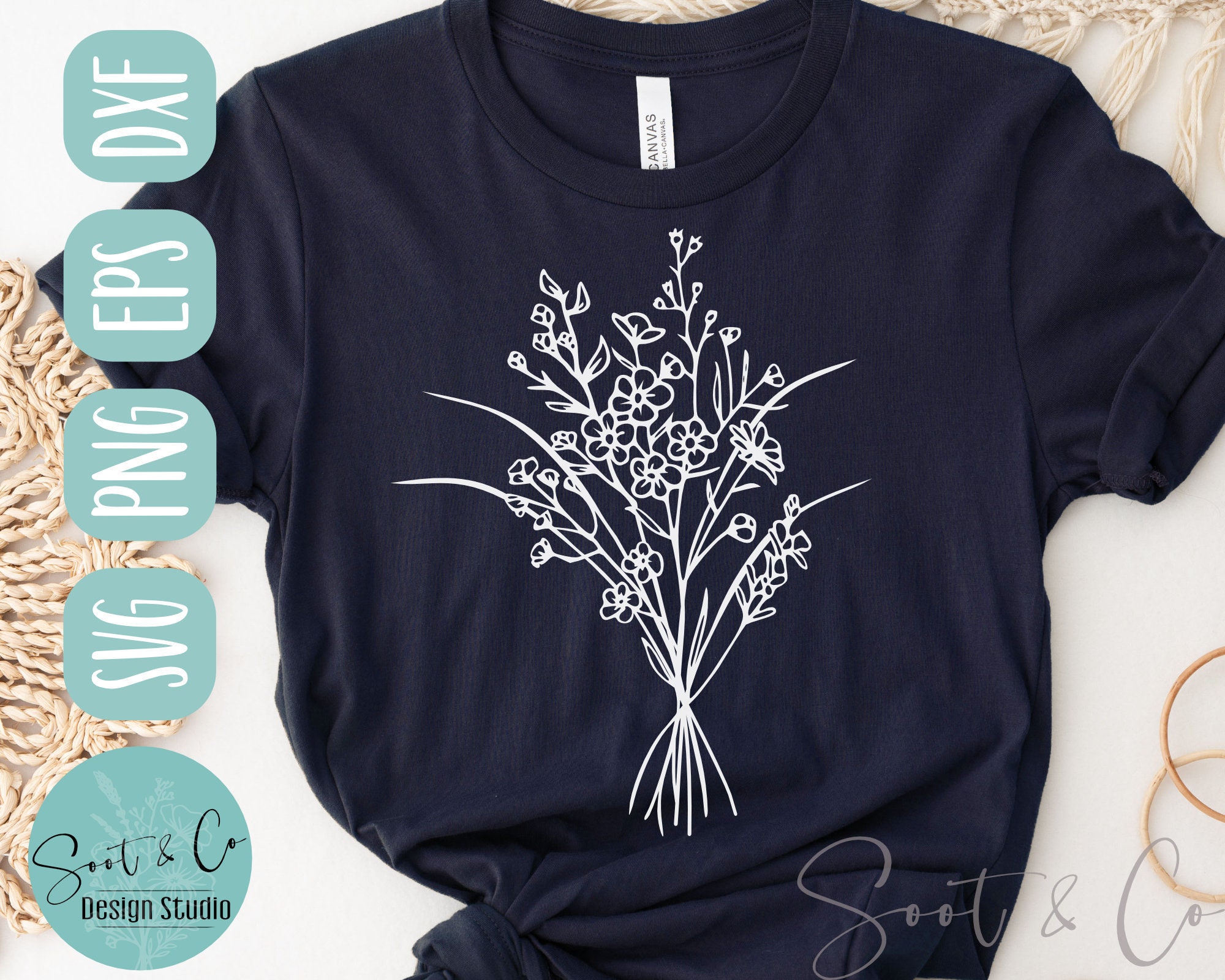 Wild Flowers Bouquet Svg, Flower Svg, Flower Bouquet Svg, T Shirt Svg ...