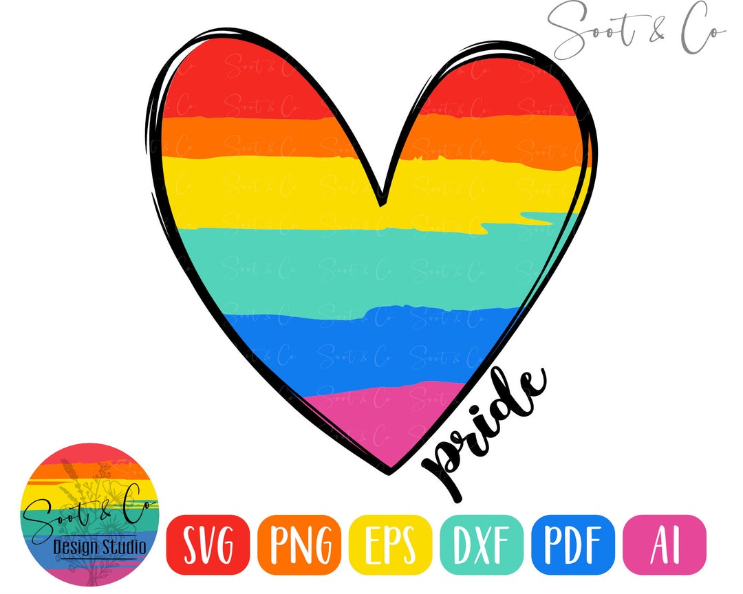 Rainbow Pride Heart SVG, Pride Heart, Cricut Cut File, Love is Love Svg ...
