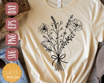 Wildflower Bouquet SVG, Floral T-shirt Design (Digital Download)