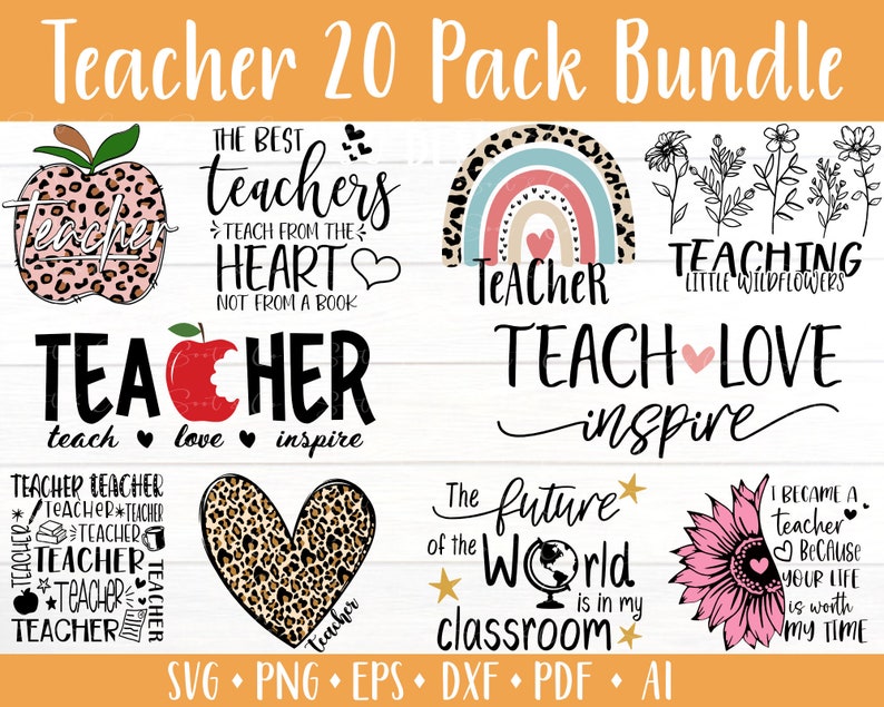 Teacher SVG Bundle, Big Bundle SVG File for Cricut, Teacher Cut File ...