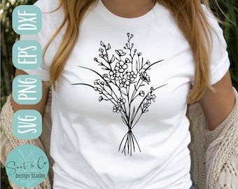 Wildflower Bouquet SVG, PNG, EPS, Cricut (Instant Download)