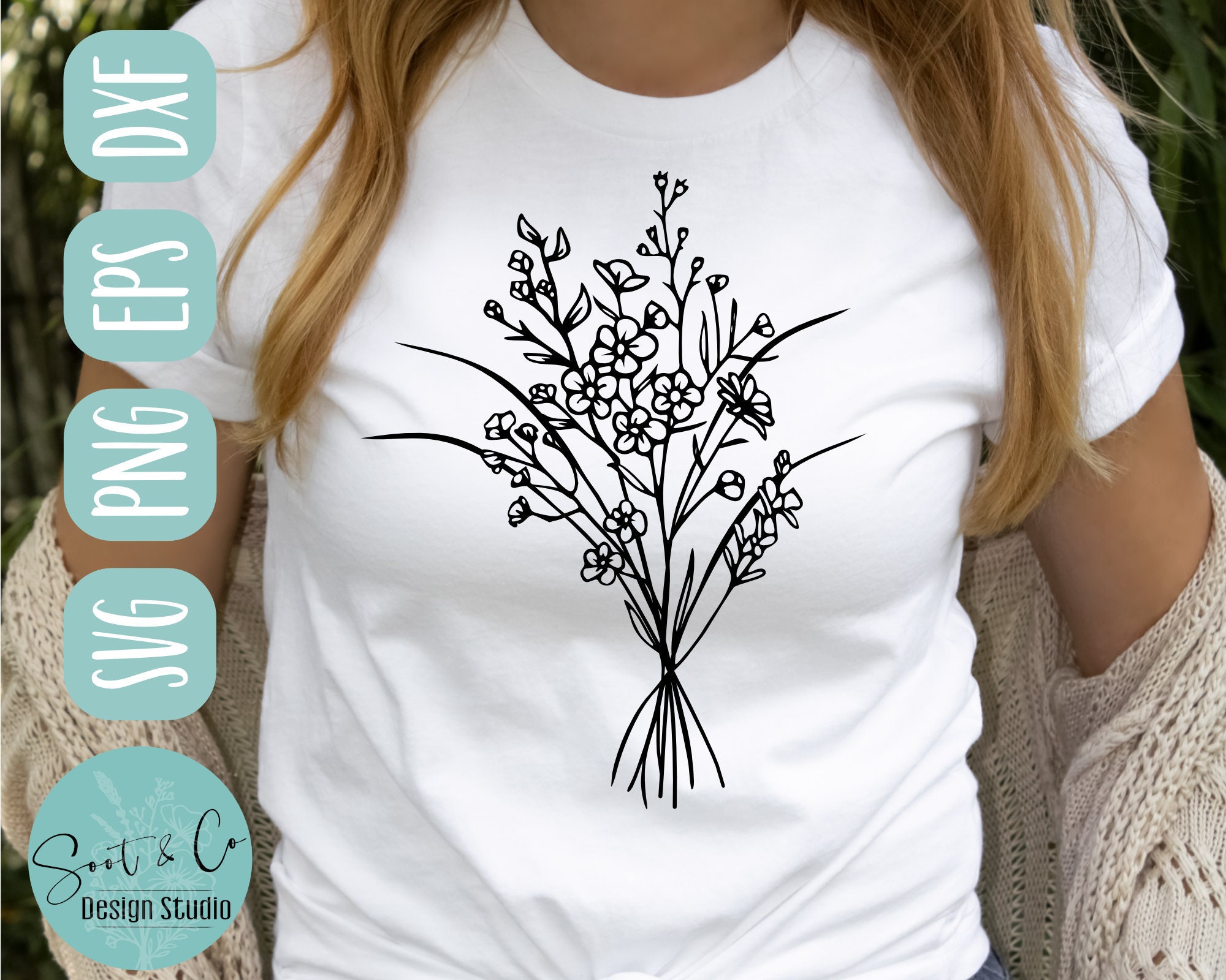 Wild Flowers Bouquet Svg, Flower Svg, Flower Bouquet Svg, T Shirt Svg ...