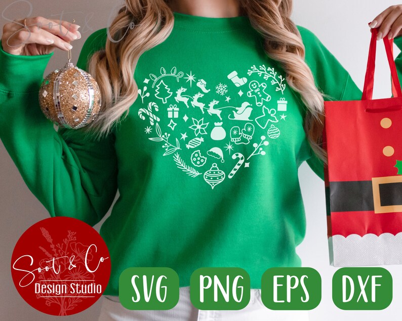 Christmas Heart SVG Design – Holiday Cut File (digital Download) - Etsy