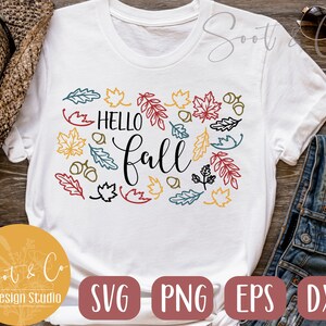 Hello Fall Leaves SVG design - Autumn Leaves SVG for Cricut - Fall SVG - Cut file- Cricut Cut File - Cricut Digital Download