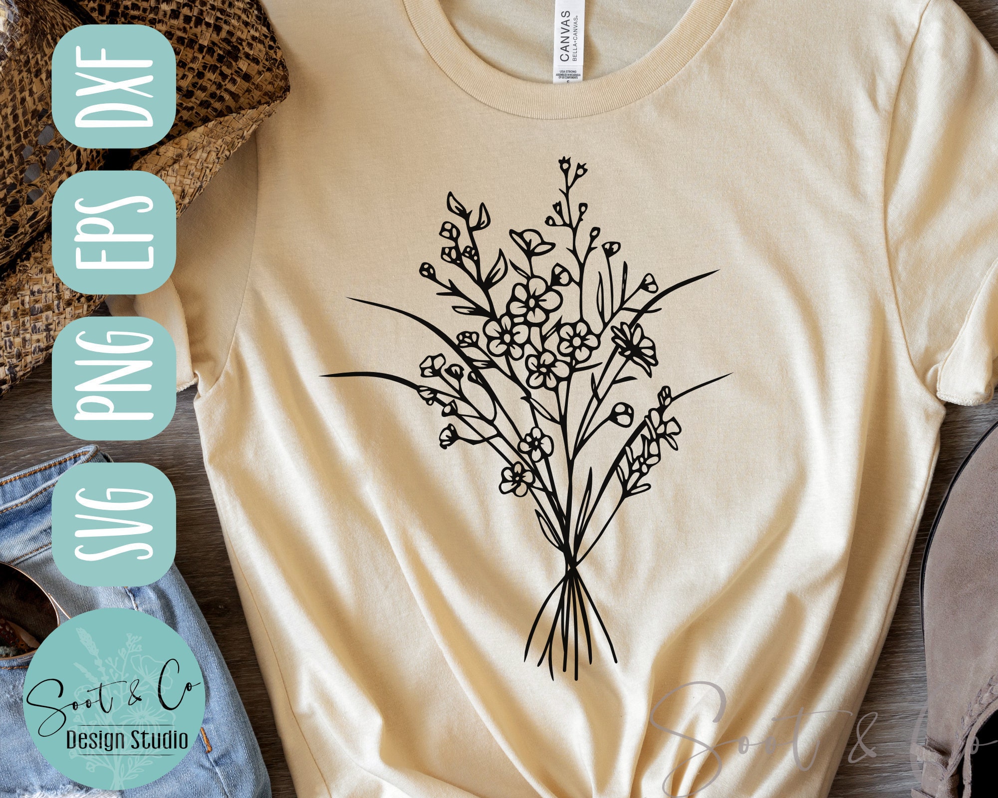 Wild Flowers Bouquet Svg, Flower Svg, Flower Bouquet Svg, T Shirt Svg ...