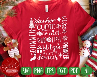 Santa's Reindeer SVG design - Christmas SVG file for Cricut - Rudolph svg - Christmas sign svg, png, dxf, pdf digital download