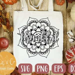 Thankful Mandala svg,  Fall svg, mandala, Thankful SVG,PNG, EPS, Dxf, Download- Cricut Cut File - Cricut Digital Download