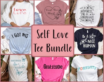 Zestaw koszulek Self Love SVG, pozytywne afirmacje (do pobrania w wersji cyfrowej)