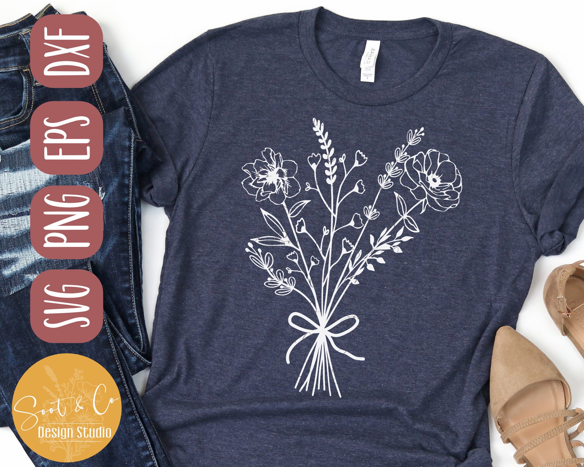 Wildflowers Bouquet Svg Flower Svg Flower Bouquet Svg T Etsy