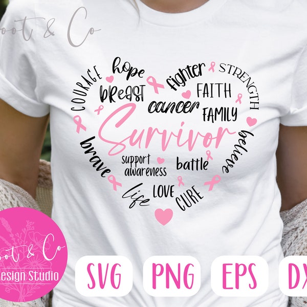 Krebs Überlebende svg, Brustkrebs svg, Bewusstsein Shirt svg, Pink Ribbon svg, SVG, PNG, EPS, Instant Download, Cricut, Schablonen, Transfers