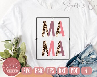 Mama Leopard SVG Design - Mama SVG Datei für Cricut - Mama Shirt SVG - Leopard Print Buchstaben - Muttertag - png, pdf, dxf, Digital Download