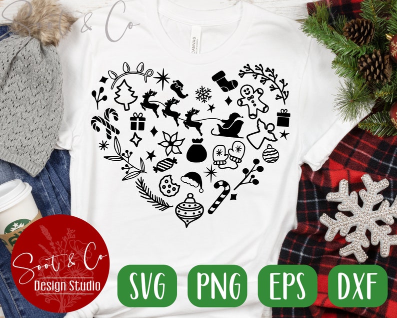 Christmas Heart SVG Design – Holiday Cut File (digital Download) - Etsy