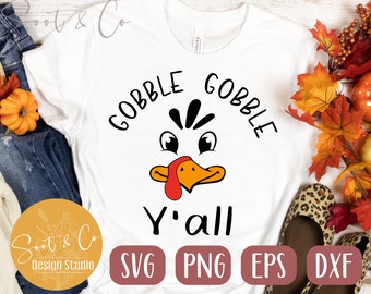 Gobble gobble y’all svg, Thanksgiving svg, Turquie svg, SVG,PNG, EPS, Dxf, Télécharger, Cricut