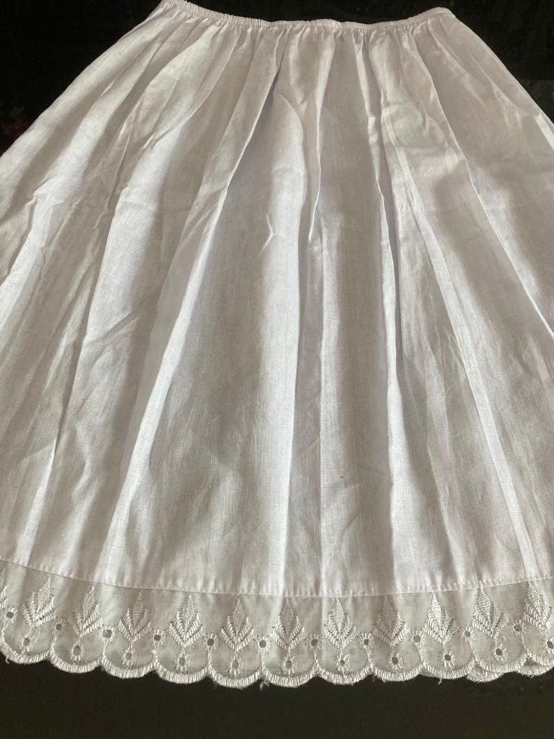 White Half Slip Anti Statics Petticoat 100%Cotton Handmade Underskirt Lightweight 40 in stock image 2