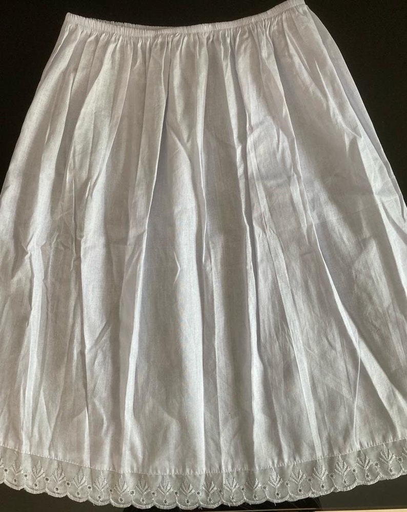 White Half Slip Anti Statics Petticoat 100%Cotton Handmade Underskirt Lightweight 40 in stock image 5