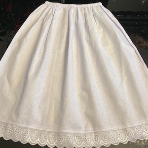 100%Cotton Handmade White Half Slip Anti Statics Petticoat  Underskirt Lightweight ,24&quot;-48&quot; Waist Size  and 15&quot;-34&quot; Long Skirts