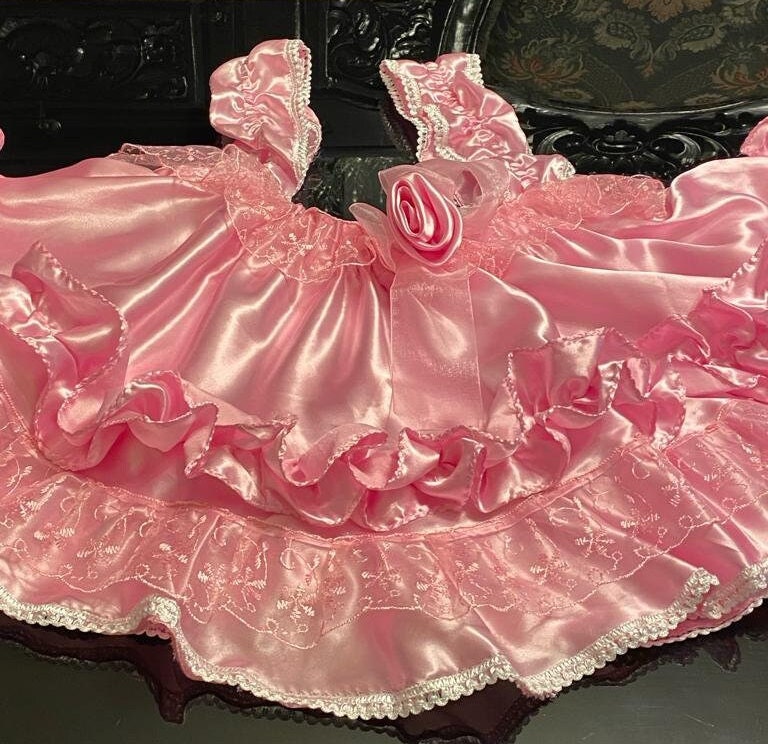 thumbnail image 2 of Satini Satin Babydoll Dress - Ruffle Hem Lingerie With Bow For Feminine Wear & Cosplay 2 of 11