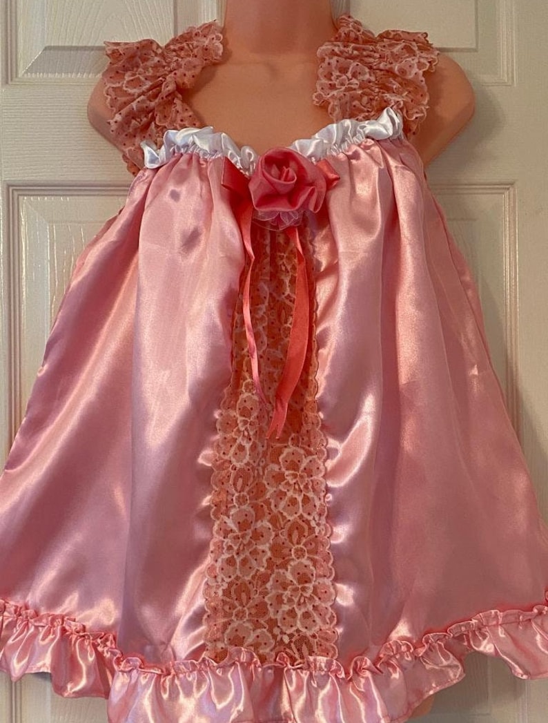 Sissy Baby Doll Nighty Negligee Dress Set Pink Satin and - Etsy