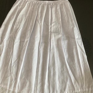 White Half Slip Anti Statics Petticoat 100%Cotton Handmade Underskirt Lightweight 40 in stock image 4