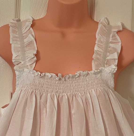 100%Pure Cotton Summer Nighty, Natural Quality muslin Fabric ,Pure White  Soft Cotton Nightgown, Comfortable Lightweight Sissy nighties