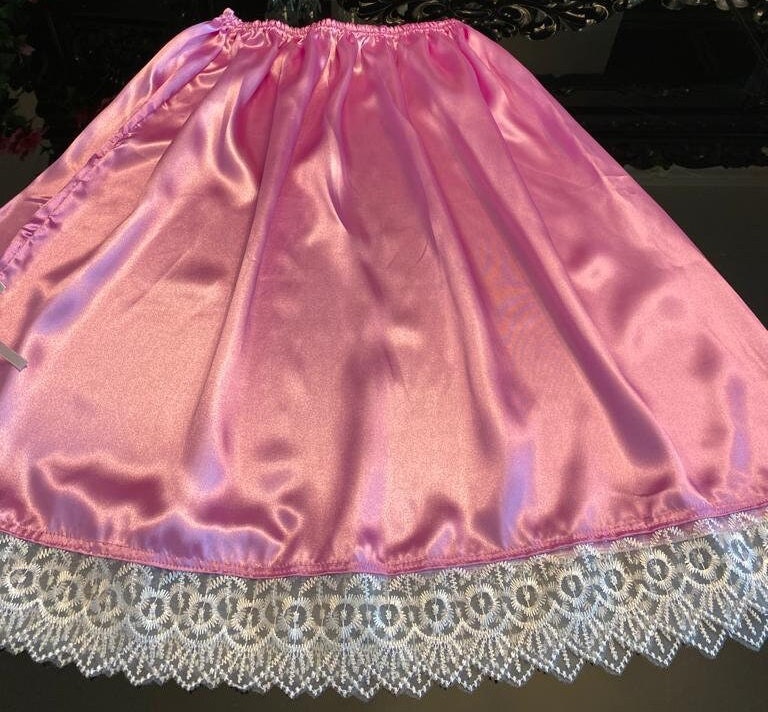 Women Silky Satin Slip Skirt/petticoat ,half Slip Purplish Pink ,unisex ...