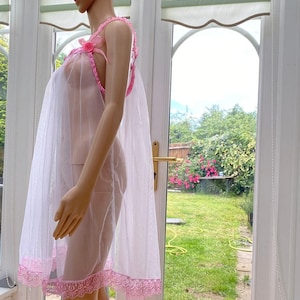 Sissy See Through Nightie, White Soft Mesh Sheer Nightgown, Bridle